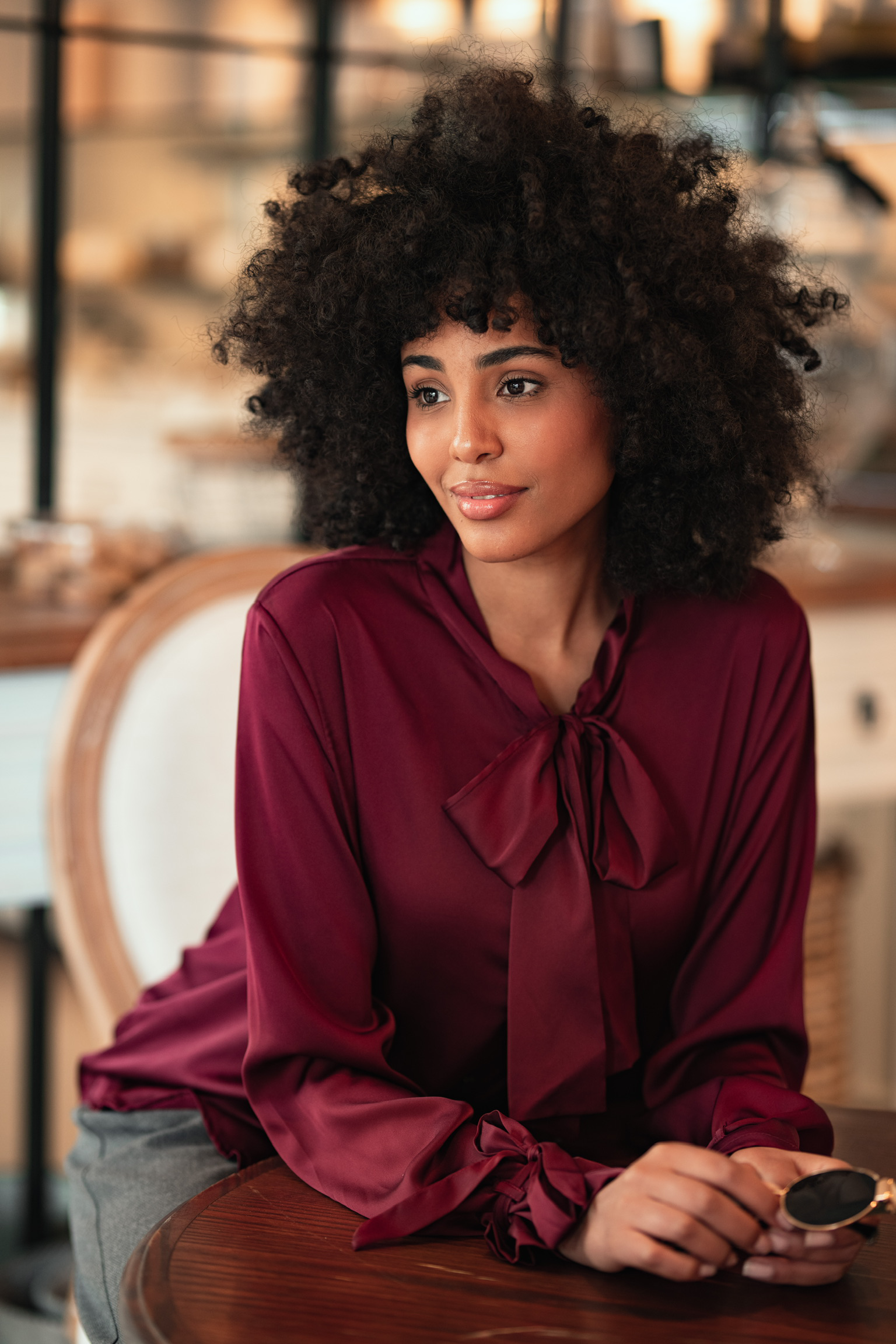 Blouse Satin Burgundy